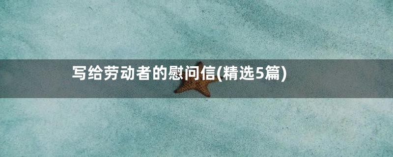 写给劳动者的慰问信(精选5篇)