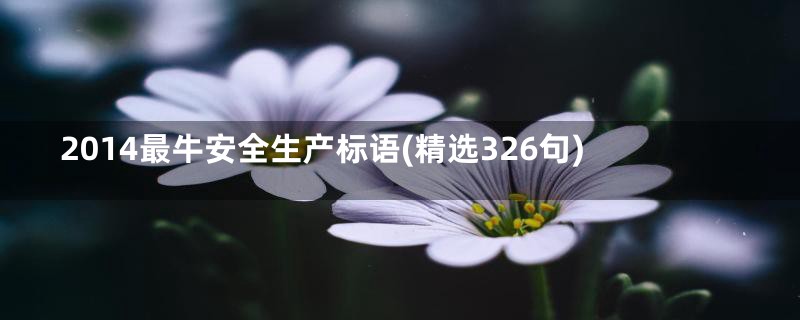 2014最牛安全生产标语(精选326句)