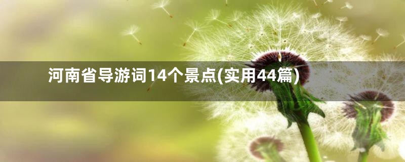 河南省导游词14个景点(实用44篇)