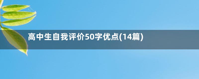 高中生自我评价50字优点(14篇)