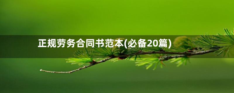 正规劳务合同书范本(必备20篇)