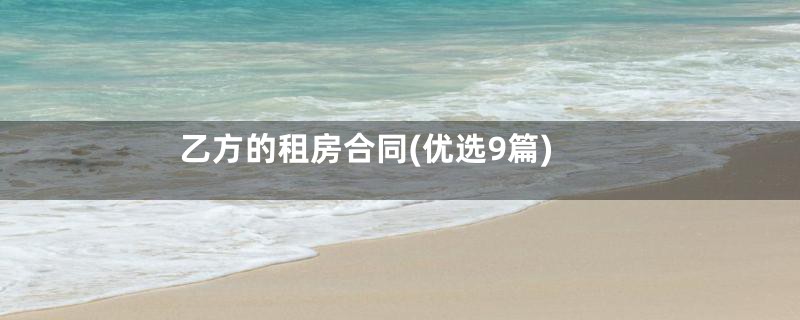 乙方的租房合同(优选9篇)