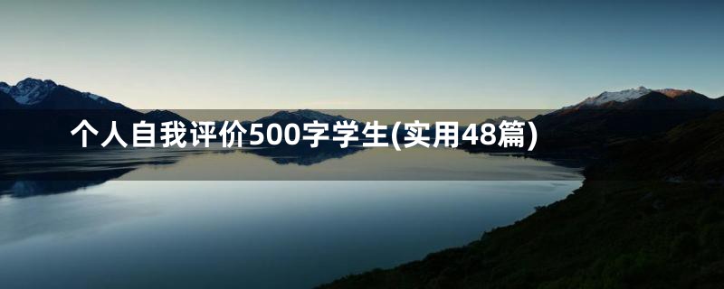 个人自我评价500字学生(实用48篇)