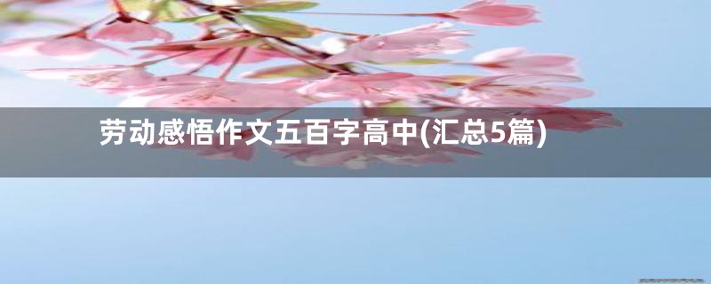 劳动感悟作文五百字高中(汇总5篇)