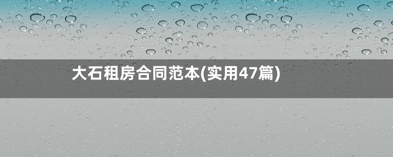 大石租房合同范本(实用47篇)