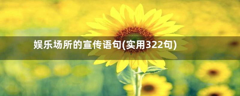 娱乐场所的宣传语句(实用322句)