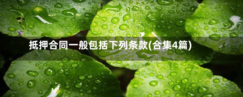 抵押合同一般包括下列条款(合集4篇)