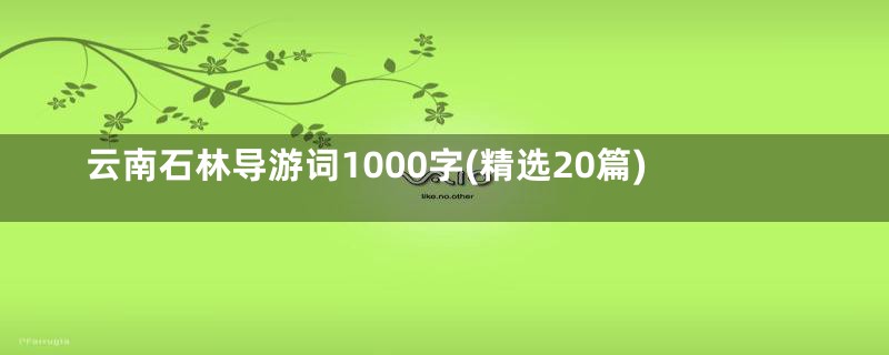 云南石林导游词1000字(精选20篇)