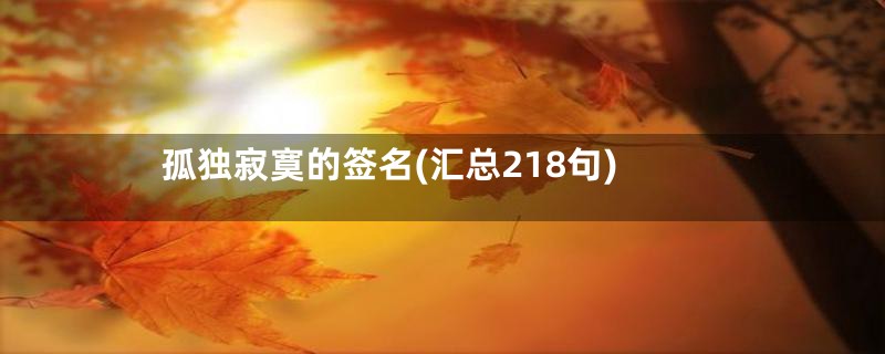 孤独寂寞的签名(汇总218句)