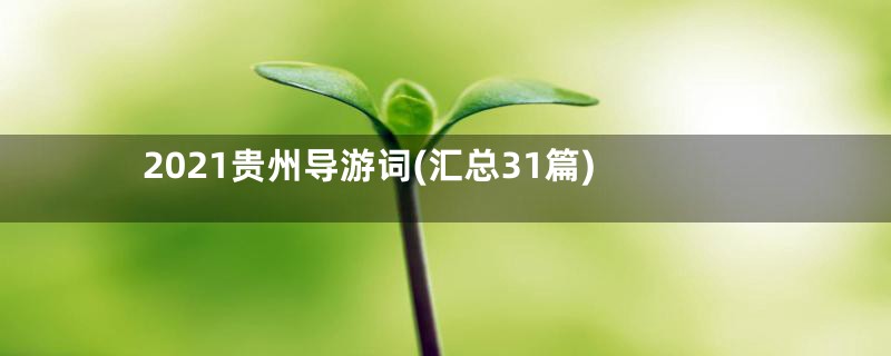 2021贵州导游词(汇总31篇)