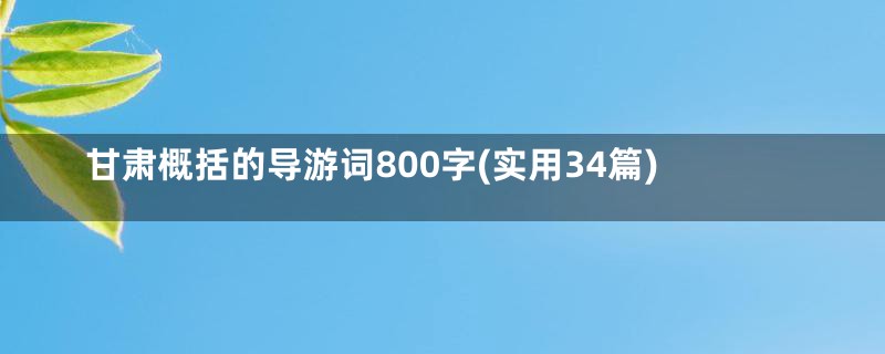 甘肃概括的导游词800字(实用34篇)