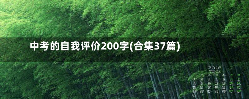 中考的自我评价200字(合集37篇)