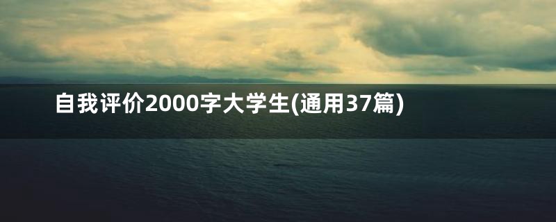 自我评价2000字大学生(通用37篇)