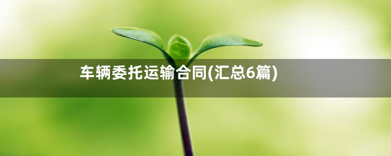 车辆委托运输合同(汇总6篇)