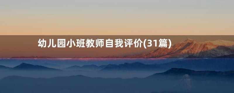 幼儿园小班教师自我评价(31篇)