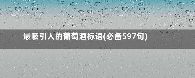 最吸引人的葡萄酒标语(必备597句)