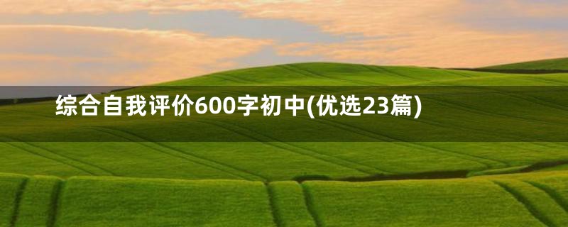 综合自我评价600字初中(优选23篇)