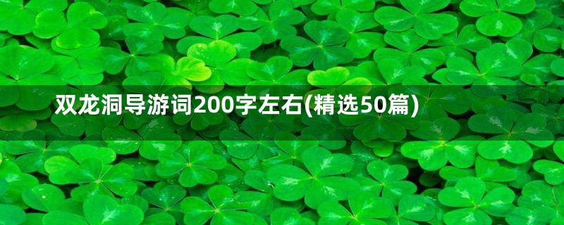 双龙洞导游词200字左右(精选50篇)