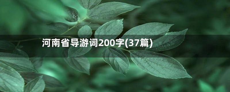 河南省导游词200字(37篇)