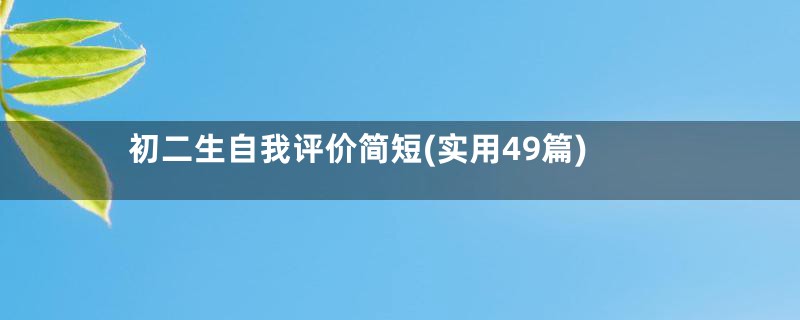 初二生自我评价简短(实用49篇)