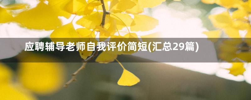 应聘辅导老师自我评价简短(汇总29篇)