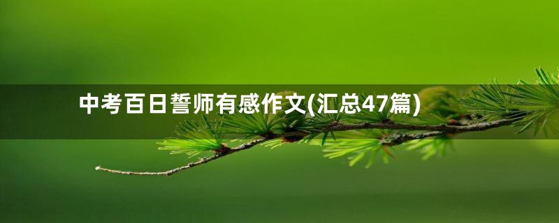 中考百日誓师有感作文(汇总47篇)