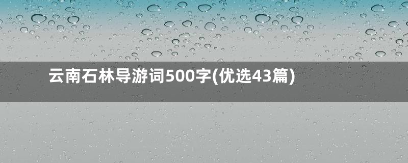 云南石林导游词500字(优选43篇)