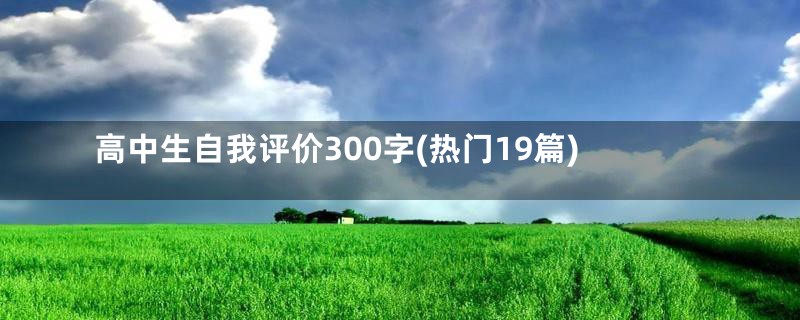 高中生自我评价300字(热门19篇)