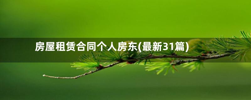 房屋租赁合同个人房东(最新31篇)