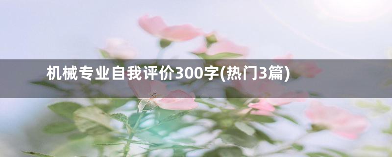 机械专业自我评价300字(热门3篇)