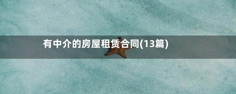 有中介的房屋租赁合同(13篇)