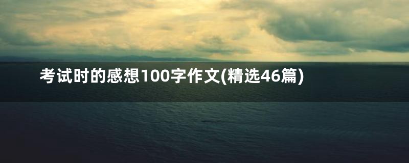 考试时的感想100字作文(精选46篇)