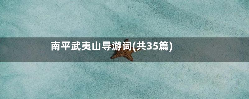 南平武夷山导游词(共35篇)