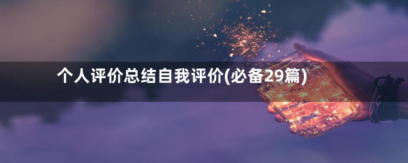 个人评价总结自我评价(必备29篇)