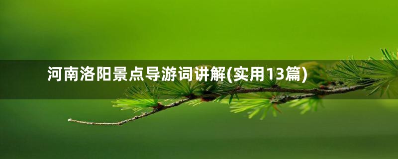 河南洛阳景点导游词讲解(实用13篇)