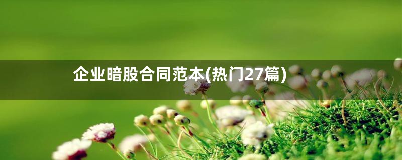 企业暗股合同范本(热门27篇)