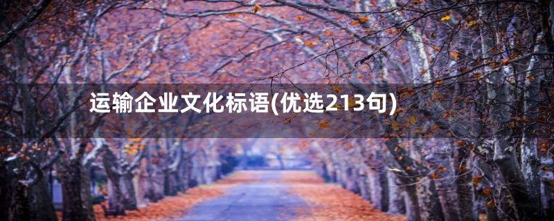 运输企业文化标语(优选213句)