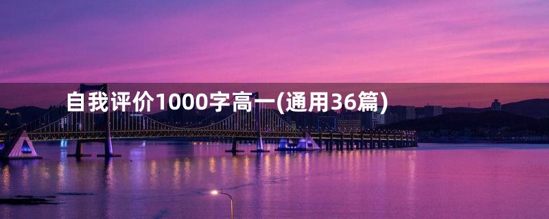 自我评价1000字高一(通用36篇)