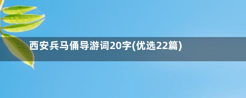 西安兵马俑导游词20字(优选22篇)