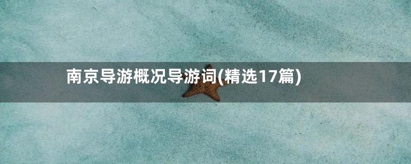 南京导游概况导游词(精选17篇)