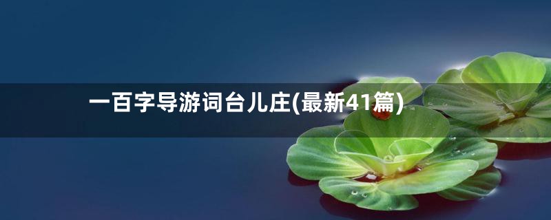 一百字导游词台儿庄(最新41篇)